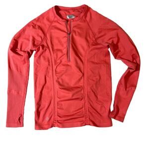 Athleta Half Zip Running Pullover Top Orange Red Size L